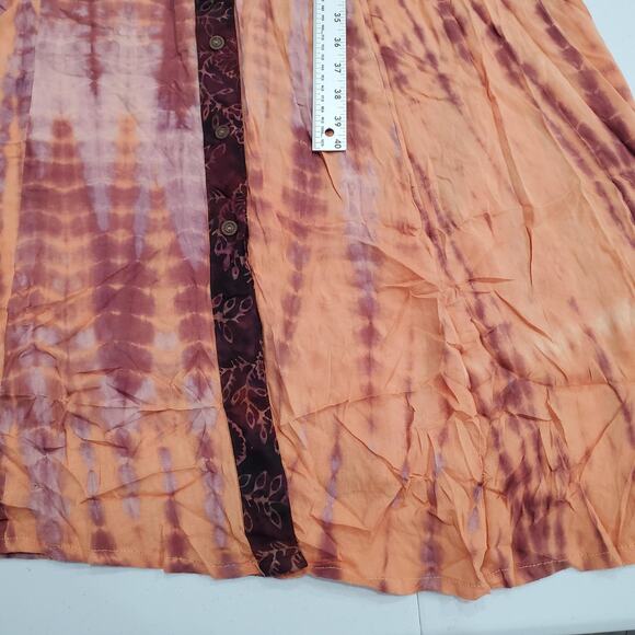 Soft Surroundings Dress Womens XL Orange Purple Tie Dye V Neck Boho A-Line - Picture 5 of 12